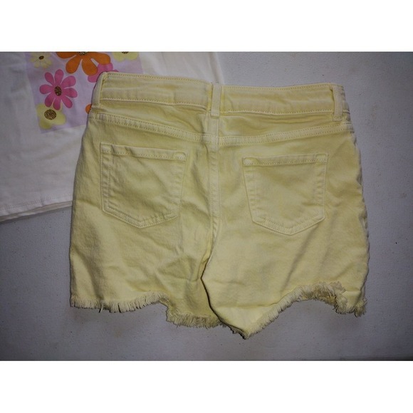 Girls Summer Set btween Floral Glitter Top and Cat & Jack Yellow Denim Shorts L - Picture 3 of 5